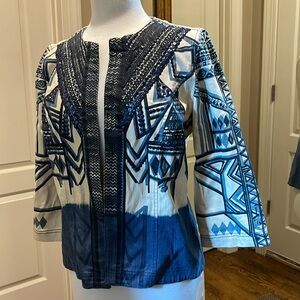 Chico's Geometric Navy and Cream Blazer size 0